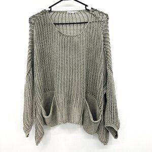 Tempo Paris 100% Cotton Gray Open Knot Sweater Women's OS